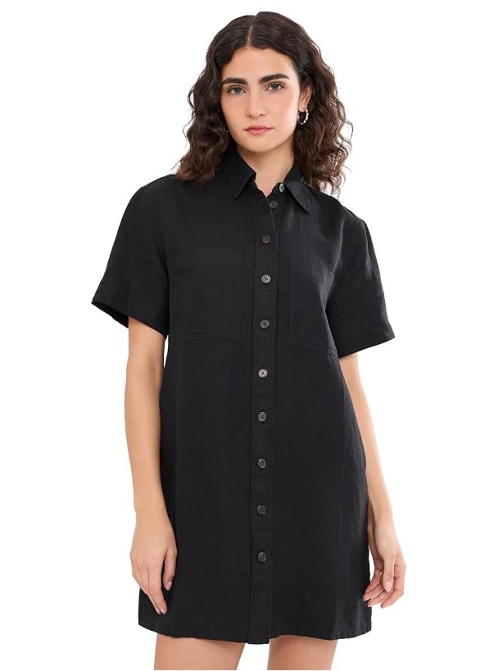 Minimalist Well worn linen and viscose blend dress with pockets